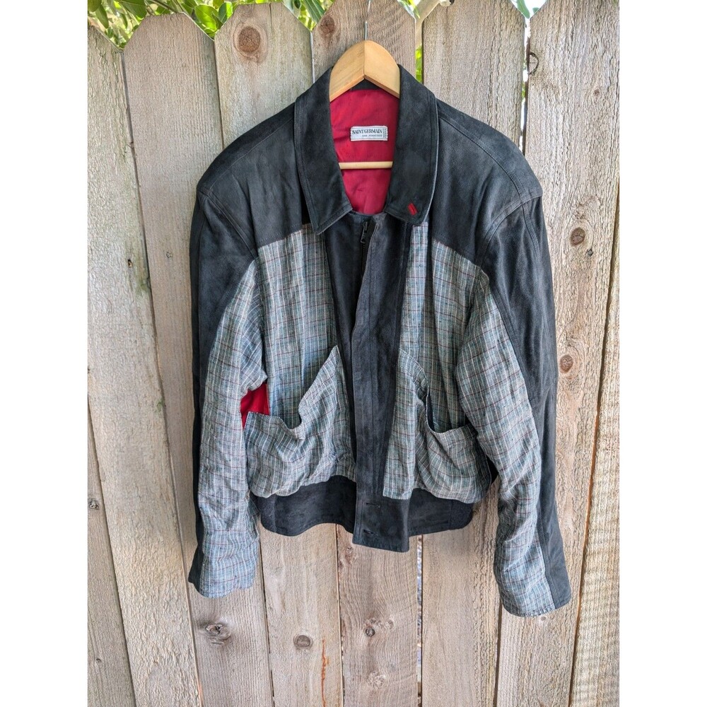 Vintage Saint Germain San Francisco Suede and Linen Jacket Satin Lined Tapered